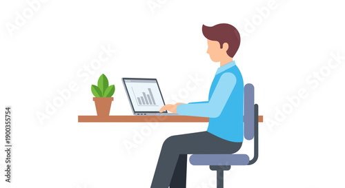 Man Working on Laptop at Desk 2.