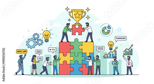 Teamwork and Collaboration with Puzzle Pieces 4.