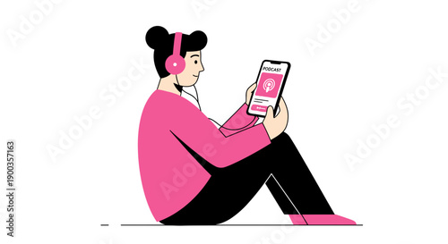 Woman Listening to Music on Phone.