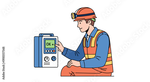Worker Operating Electrical Control Panel Device.