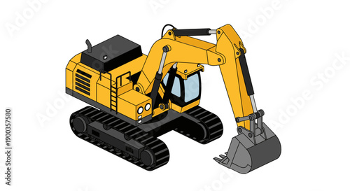 Yellow Excavator Machine Heavy Equipment.