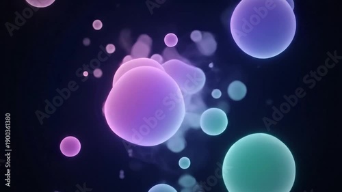 Colorful Bubbles Floating in Dark Space.