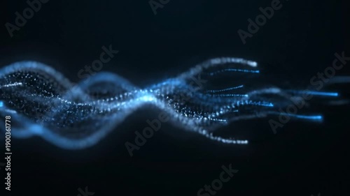Blue Light Waves on Dark Background.