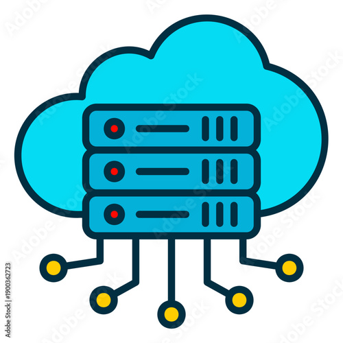 Cloud computing icon for computer data connection via the internet