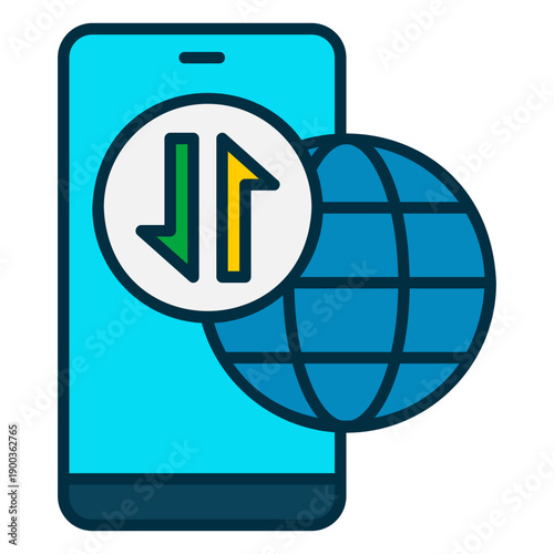 Mobile data icon or mobile operator internet service