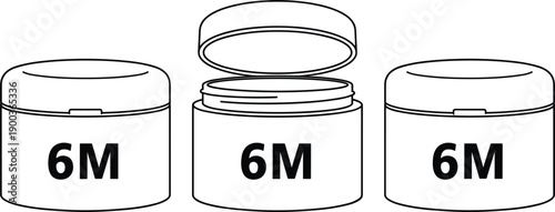 Bild auf Leinwand Cosmetic cream jar set with 6M period after opening symbol packaging vector illu