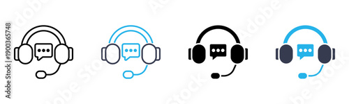Call Center icon multiple style vector illustration