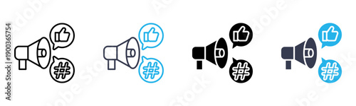 Social Media icon multiple style vector illustration