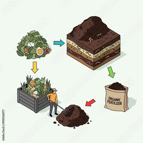 Composting Process Turning Waste into Organic Fertilizer.