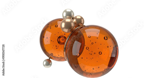 Amber Gel Spheres with Metallic Beads