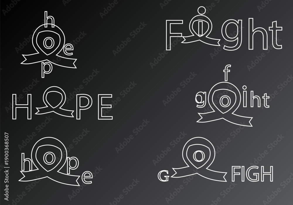 Obraz premium A collection of letters raising awareness about cancer, symbols of hope and struggle.