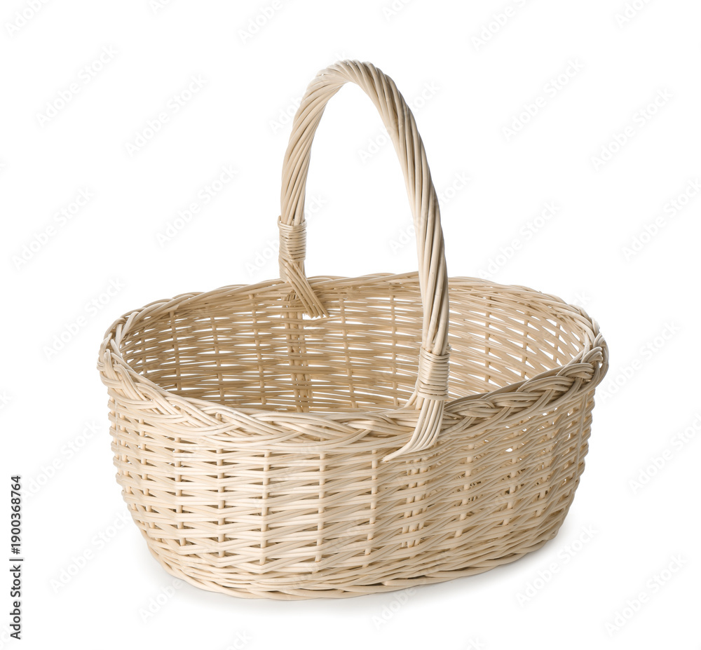 Obraz premium One empty Easter basket isolated on white
