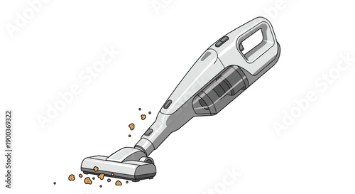 A modern handheld vacuum cleaner actively picking up dirt and debris demonstrating powerful and convenient cleaning for small messes.