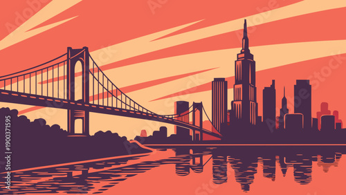 Chicago skyline bridge connecting city skyscrapers, showcasing impressive architecture. Suitable for travel, cityscape, architecture, urban themes in design projects.