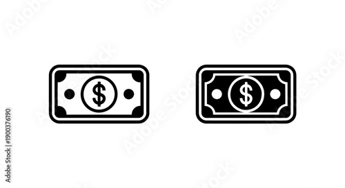 Dollar Banknote Money Icon for Finance, Banking, Payments, and Business Transactions Vector Art