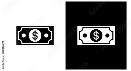Flat Dollar Banknote Money Icon for Financial Services, Investment, and Business Transactions