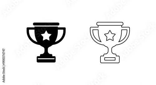 Two trophy icons with star, solid and outline, for winning and recognition