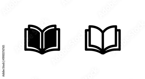 Open Book Icon Set: Educational Symbols for Learning, Knowledge, and Reading