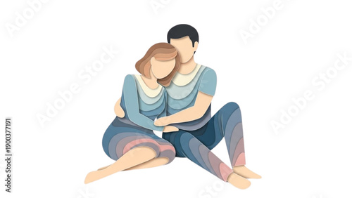 Loving couple illustration conveying intimacy and connection in a tender embrace