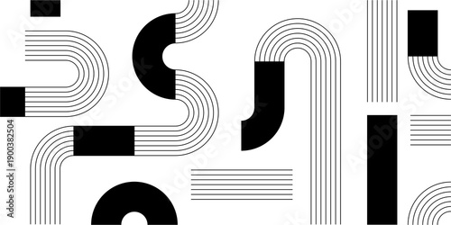 Konstfotografi Abstract linear pattern illustration with flowing parallel stripes