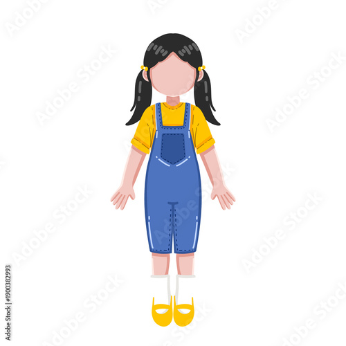 illustration of a girl with two hair ties