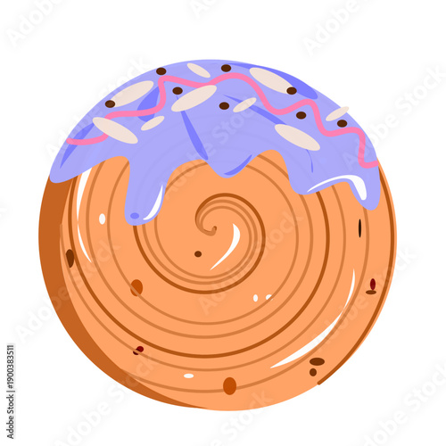 Delicious Blueberry Glazed Cromboloni Pastry Vector Illustration