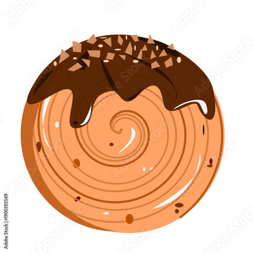 Sweet Chocolate Glaze Cromboloni with Choco Chips Vector