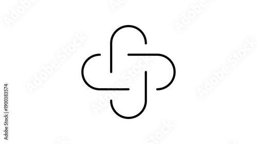 Medical Cross Animated Line Symbol on White Background for Sites, Video, Filming