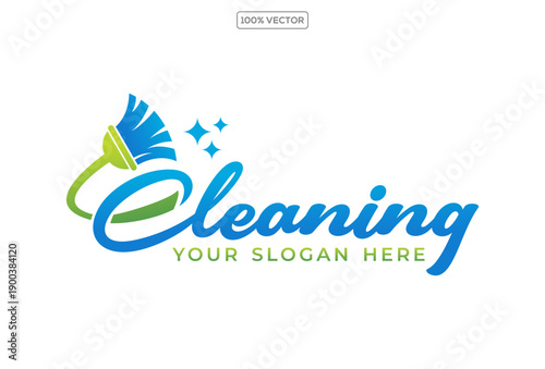 cleaning service logo design vector template illustration