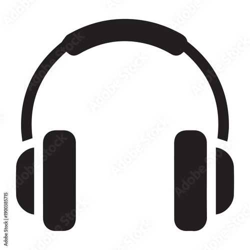 Headphones Icon Vector – Music Audio Headset Silhouette