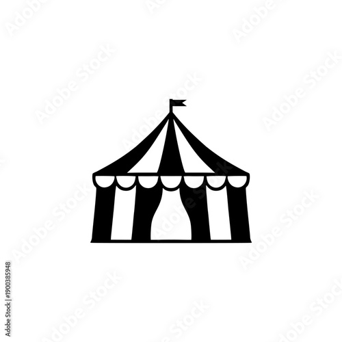 Circus tend vector silhouette illustration black and white color 