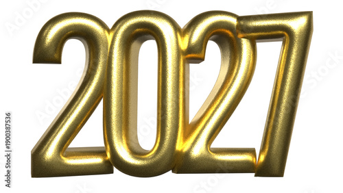 2027 number with textured golden finish on light grey background for New Year celebration