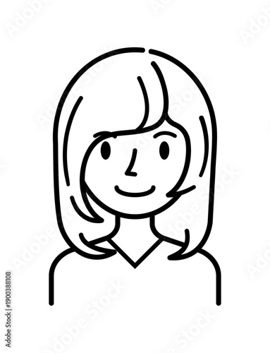 ベクターイラスト素材：笑顔の若い女性アイコン