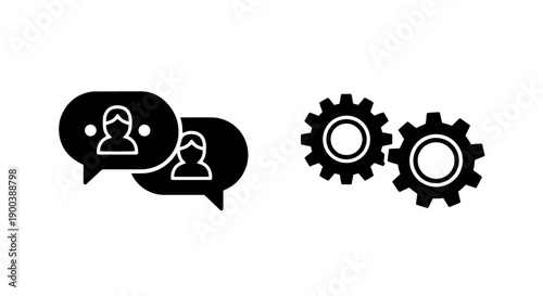 Communication and System Process Solid Icon Set for Business Strategy