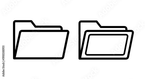 Open and Closed File Folder Icons for Document Management and Access