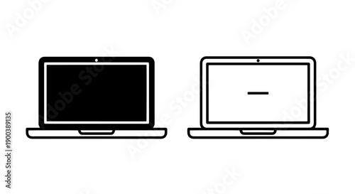 Laptop Computer Device Icons, Modern Outline and Filled for Technology Concepts