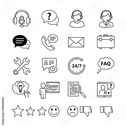 Customer Service Support Icons Set.