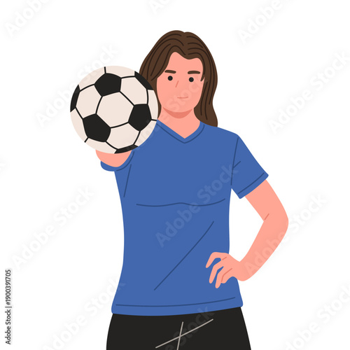 vector of female soccer players holding and controlling a football in various poses. Suitable for football concepts, sports education, youth training, fitness content,mobile apps, websites, poster