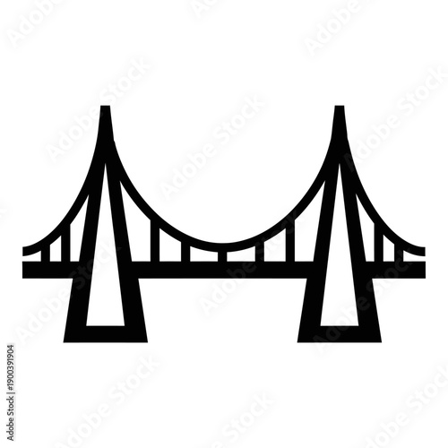 Suspension bridge structural icon design.