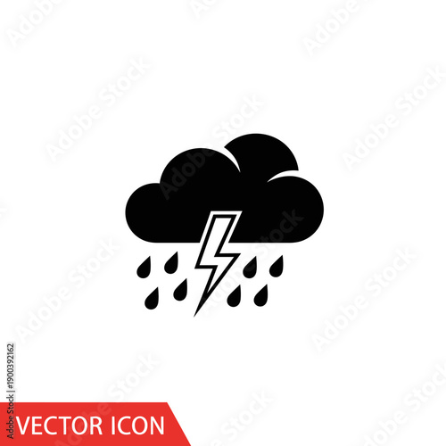Weather icon stormy cloud with lightning.
