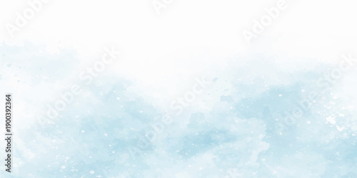 Abstract blue and white watercolor background featuring a bright sunny sky with fluffy summer clouds in a beautiful clear atmosphere