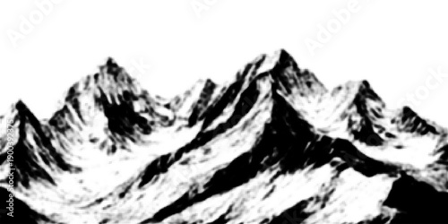 Mountain with halftone stipple effect, for grunge punk y2k collage design. Brutalist noisy retro photocopy background with mound. Vector illustration for vintage banner, music poster.