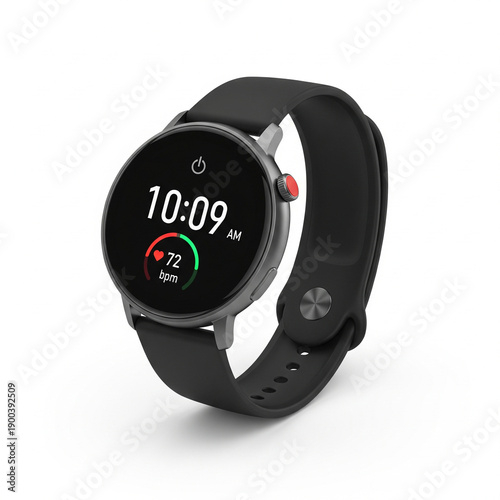black smart watch isolated on white background