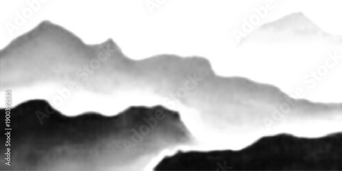 Mountain with halftone stipple effect, for grunge punk y2k collage design. Brutalist noisy retro photocopy background with mound. Vector illustration for vintage banner, music poster.