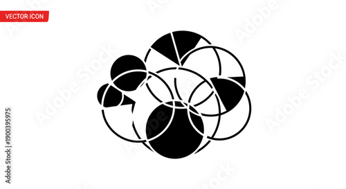 Black and white overlapping circle shapes.