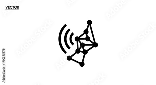 Black and white molecular structure icon.