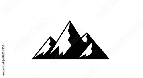 Black silhouette of mountain peaks.