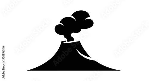 Volcano Eruption Smoke Silhouette Icon.