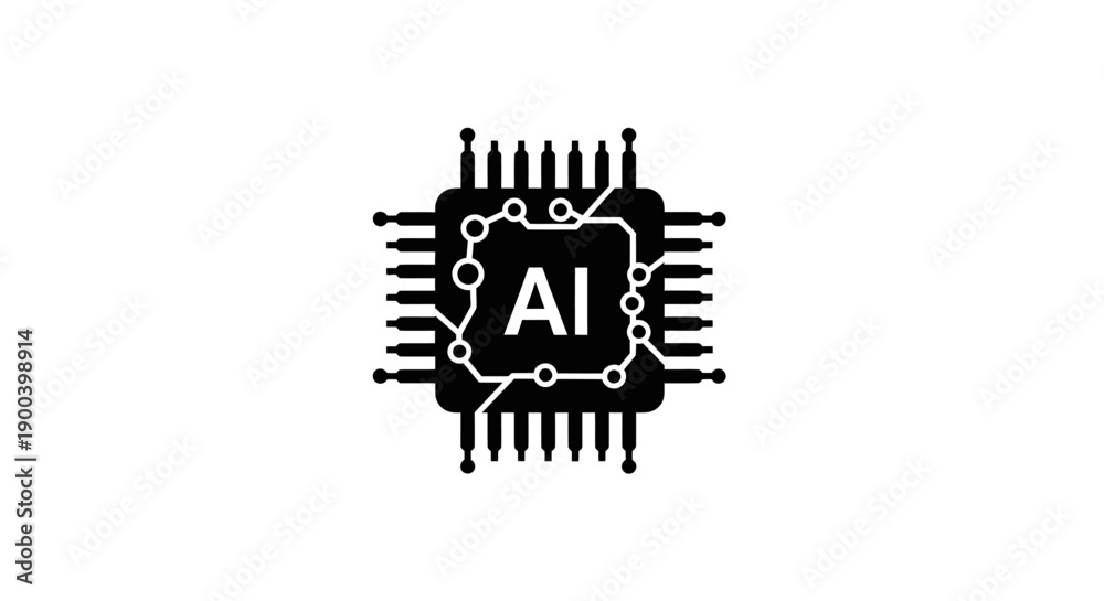 Obraz premium Artificial Intelligence Circuit Board Logo.