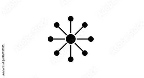 Black and white atomic symbol design.